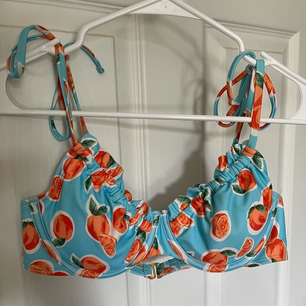 Wild Fable Peach Bikini Top with Ruffles and Bows